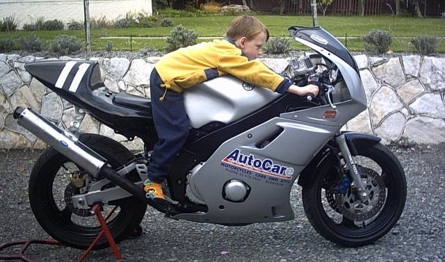 Neil Smith's 2TK race bike, rear view showing swingarm