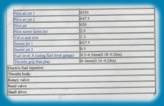 Yamaha factory specification sheet, page 6